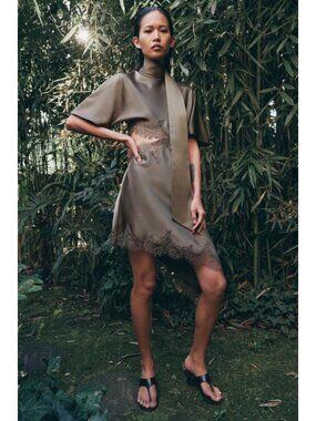 ZARA SATIN EFFECT LACE DRESS ZW COLLECTION
